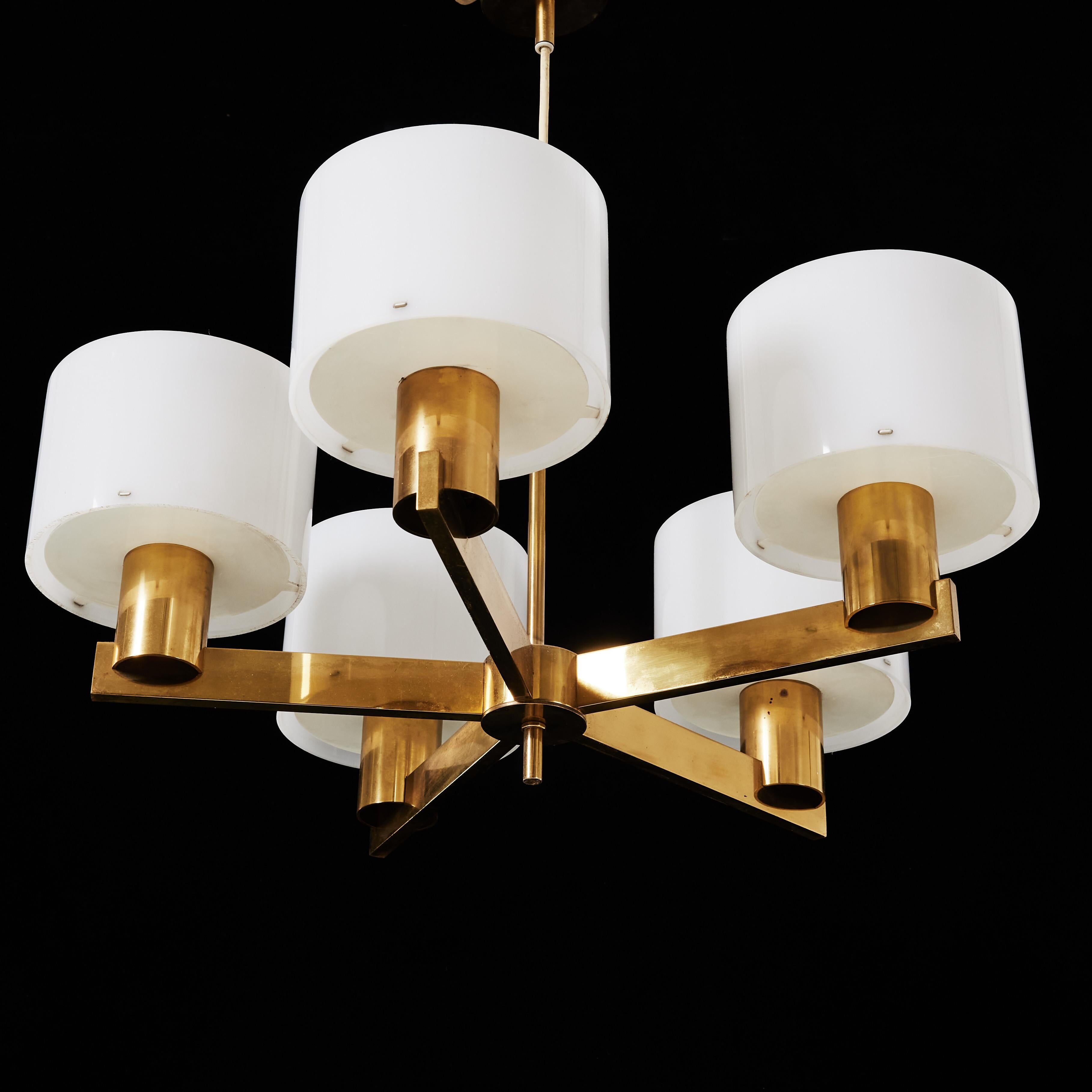 Chandelier Hans Agne Jakobsson made by AB Markaryd in Sweden around 1960, marked.