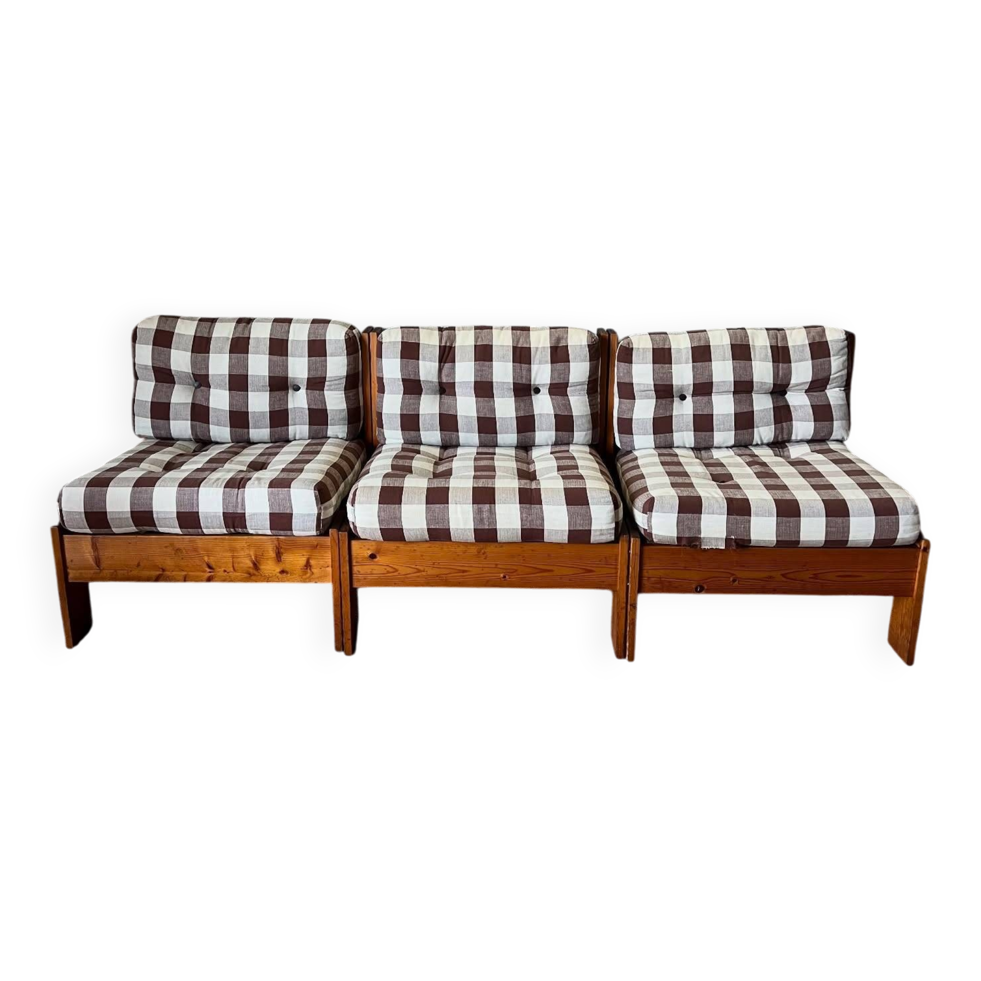 3 vintage wooden armchairs/lounges