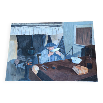Vintage painting on canvas MBrown 1986 hand painted original