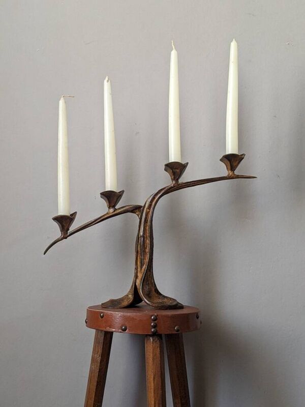 Chandelier en fer bougeoir ancien  fabrication artisanal fonte