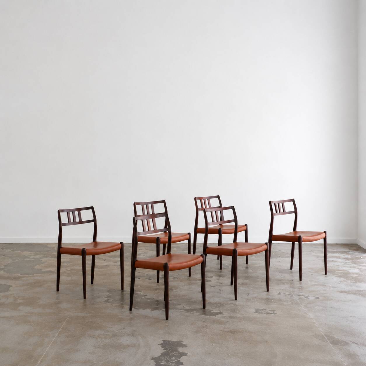 Set of 6 "Mod. 79" dining chairs in rosewood by Niels Moller