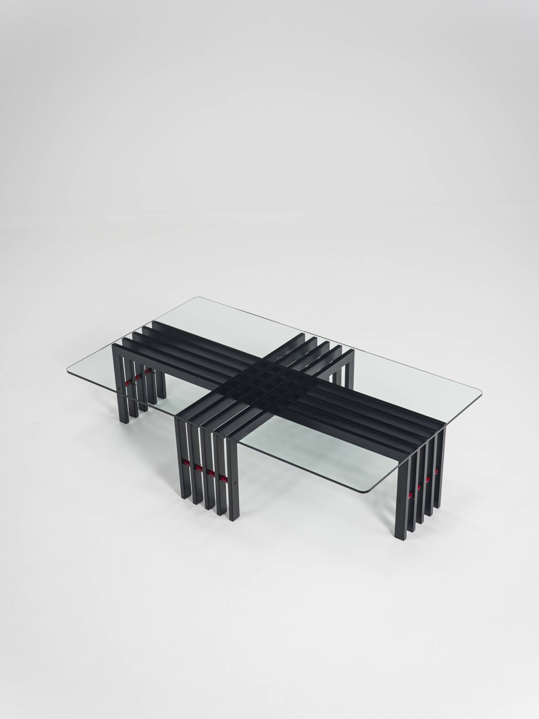 Table basse à cadre en bois, Italie, années 1970