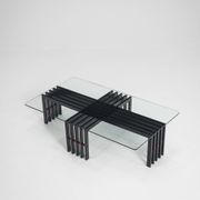 Table basse à cadre en bois, Italie, années 1970
