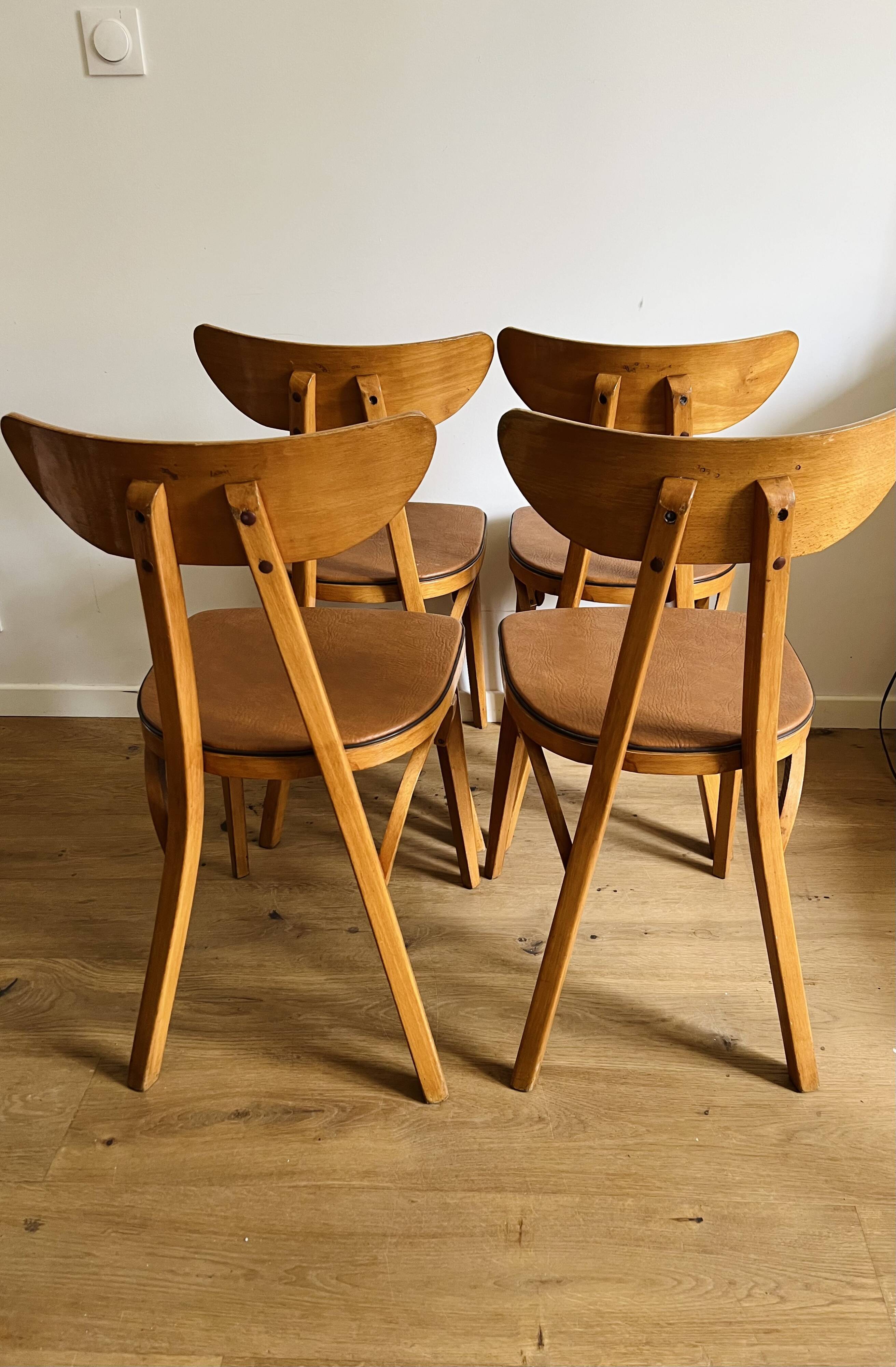 4 chaises « Banane » estampillées Luterma