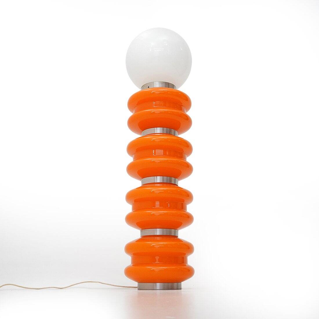 Orange and white glass floor lamp by Stilux Milano, 1970.