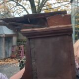 Old large carved wooden mirror