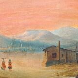 Tableau impressionniste - Marine signée  - Ecole italienne du XIXème siècle