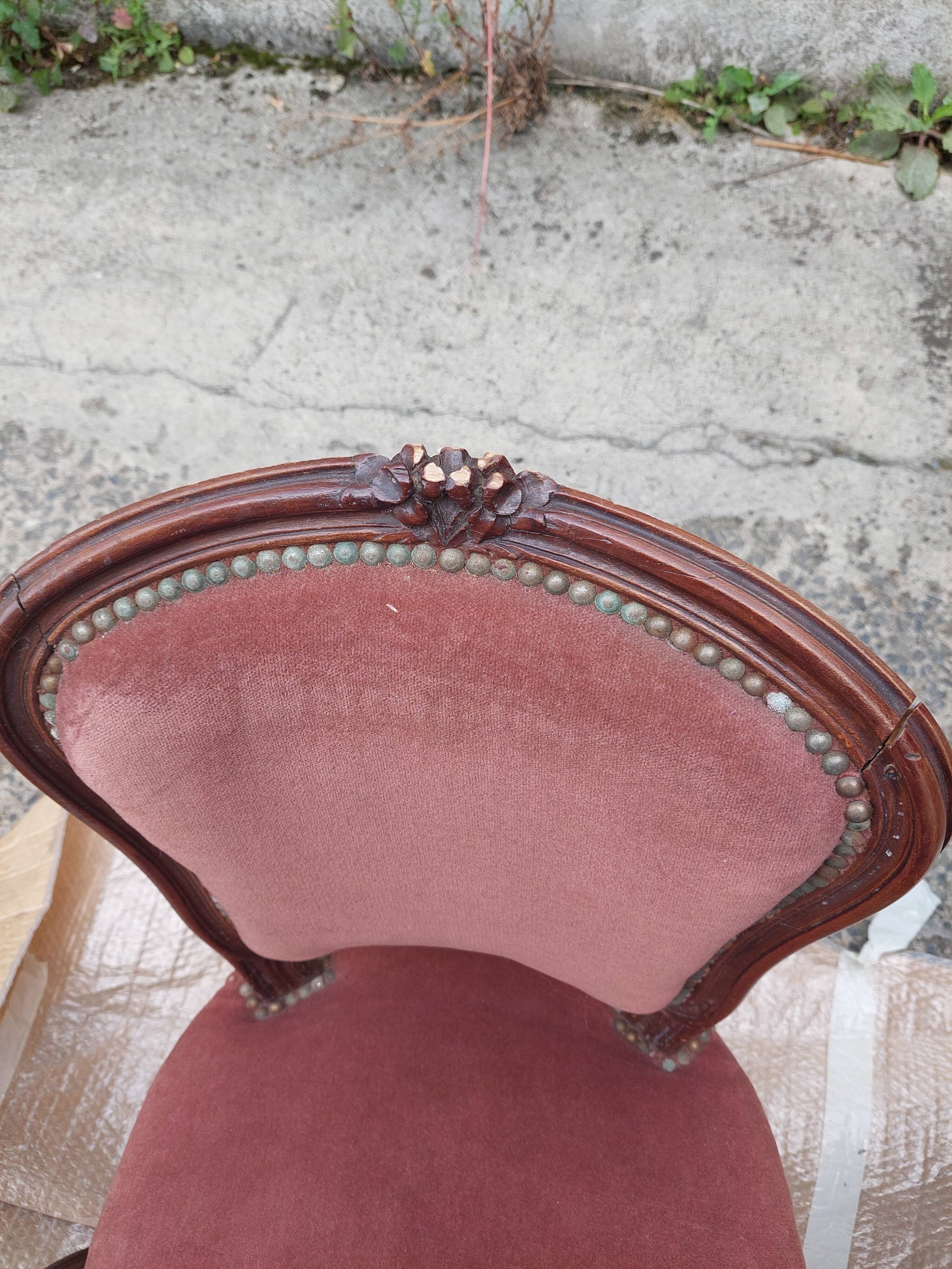 Set of 3 Louis Philippe style chair in walnut