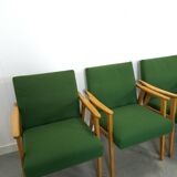 Set of 6 groene eetkamerstoelen met beukenhout