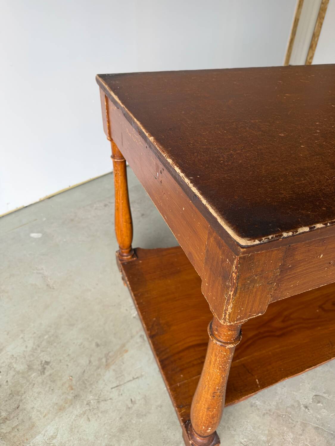 Old work table / draper from a wooden haberdashery.