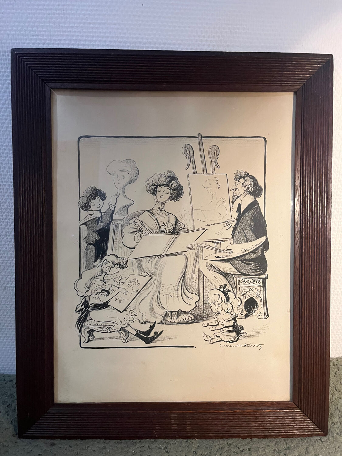 Original drawing on cardboard by Lucien Metivet