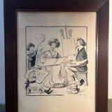 Original drawing on cardboard by Lucien Metivet