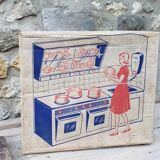 Miniature kitchen in screen-printed sheet metal