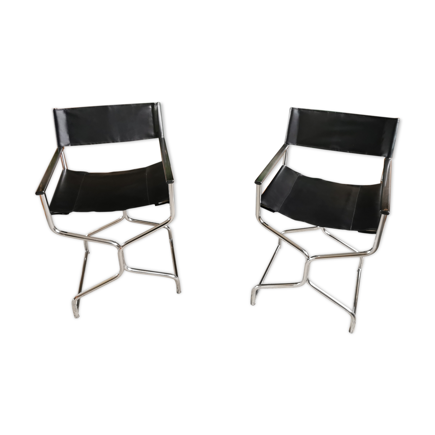 Paire de fauteuils vintage style metteur en scène métal