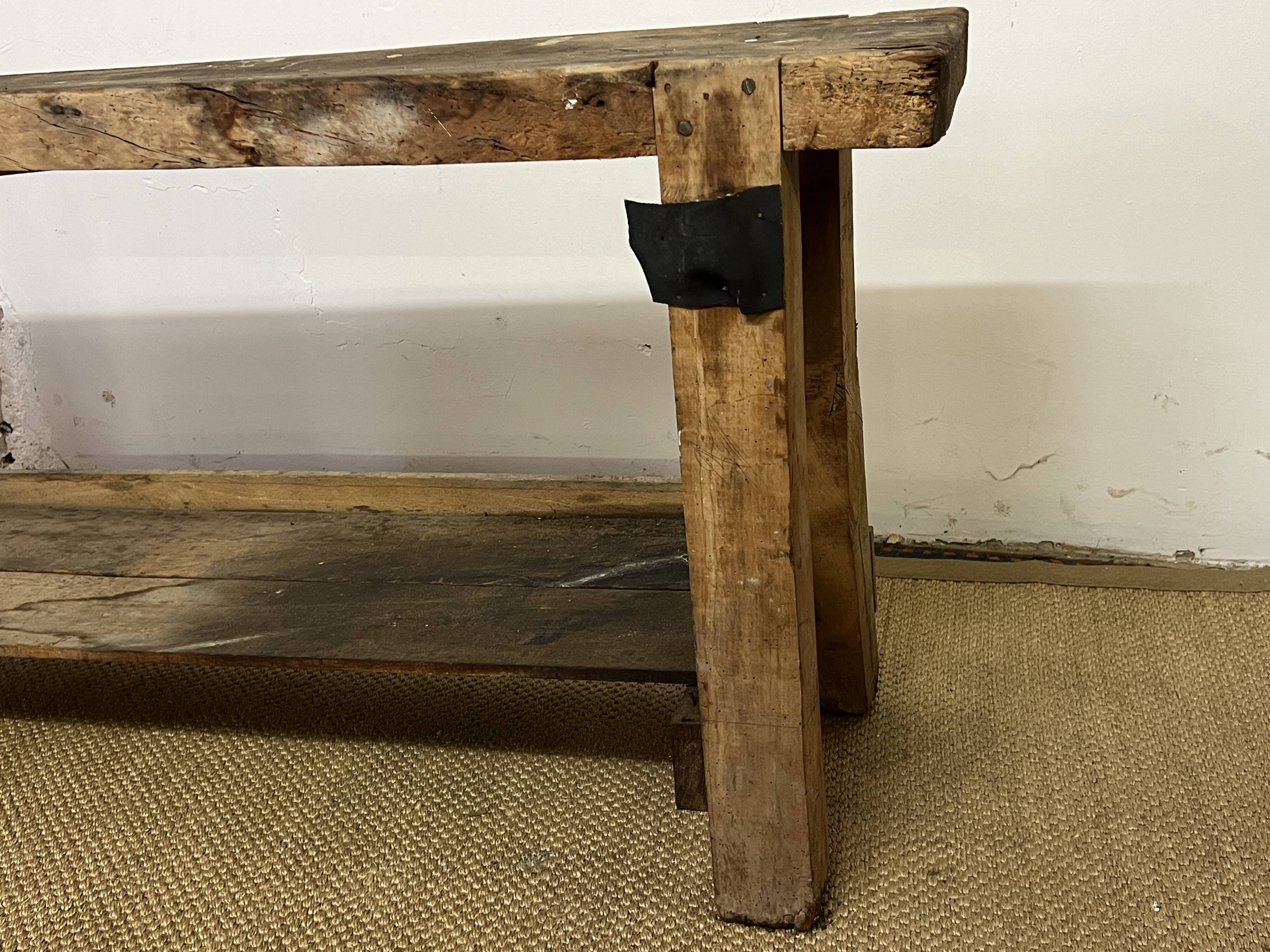 Old wooden craft workbench