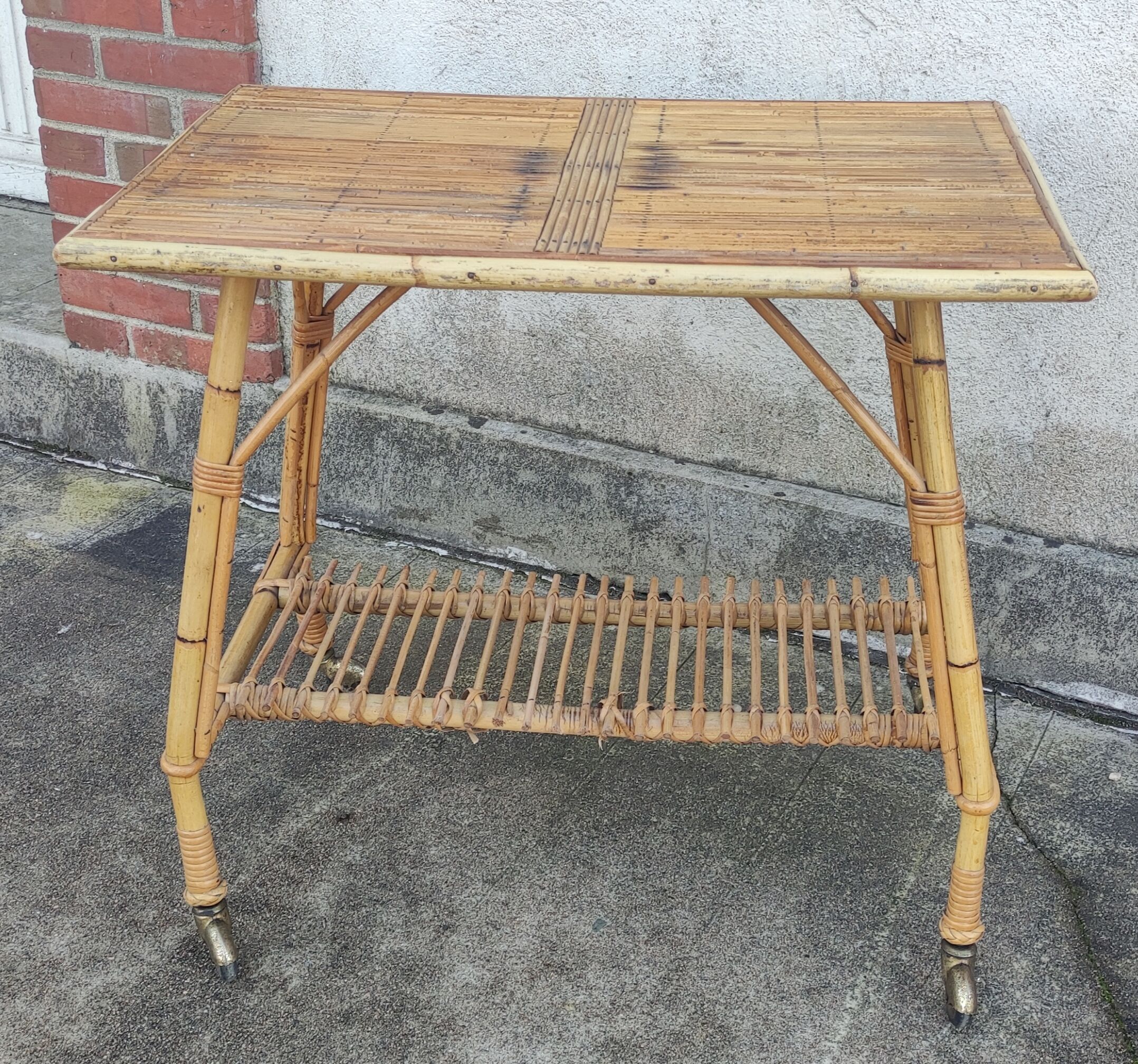 Vintage rattan side table