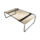 Table basse en chrome, cuir et verre fumé