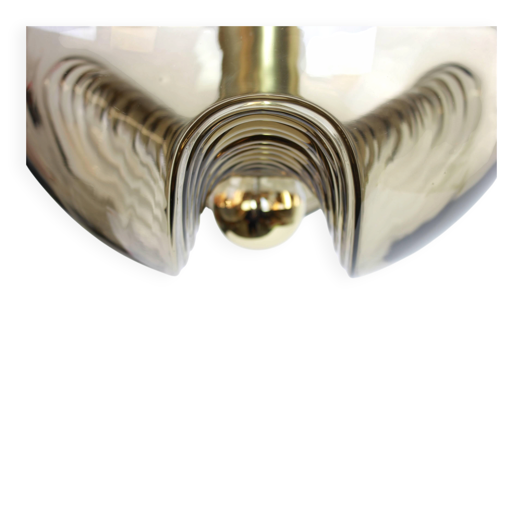 Grand cascading chandelier in smoked glass by Peill & Putzler, Germany, 1970s.