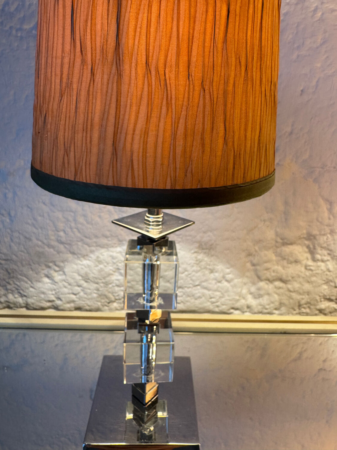 Art Deco lamp in chrome and crystal