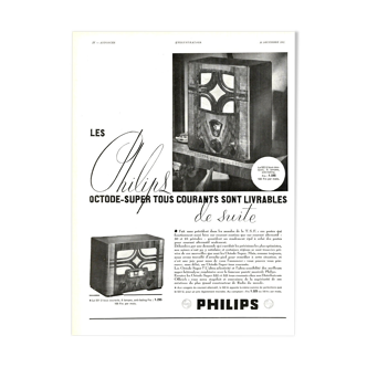 Affiche vintage années 30 Radio TSF Philips