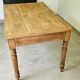 Farmhouse table, solid oak wood, raw finish, shell handles, for 6 people.