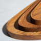 Trio de plateaux ou coupelles de forme triangulaire arrondi en teck monoxyle