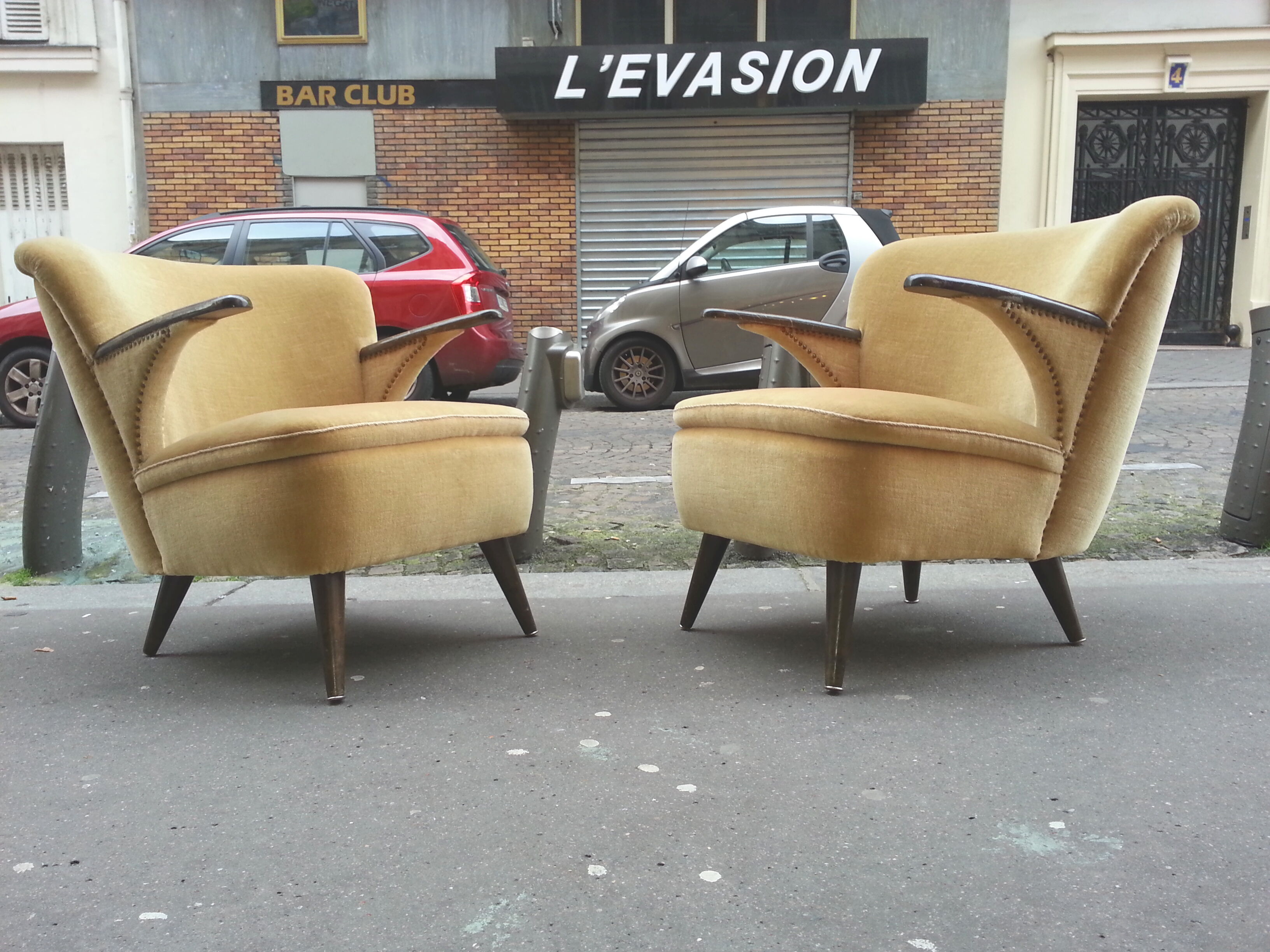 1/2 chairs cocktail Scandinavian vintage 50/60s restored