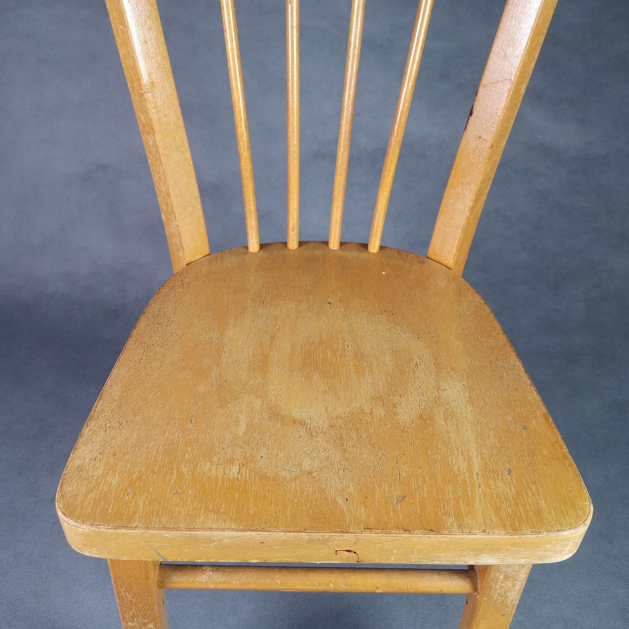Chaise bistrot enfant bois clair french vintage Baumann