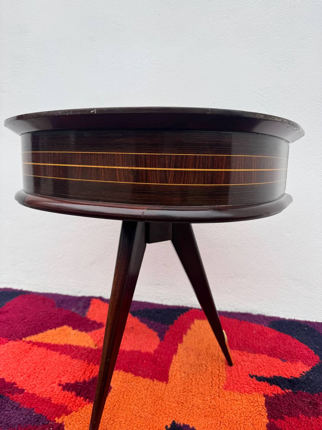 1950s half-moon tripod bedside table