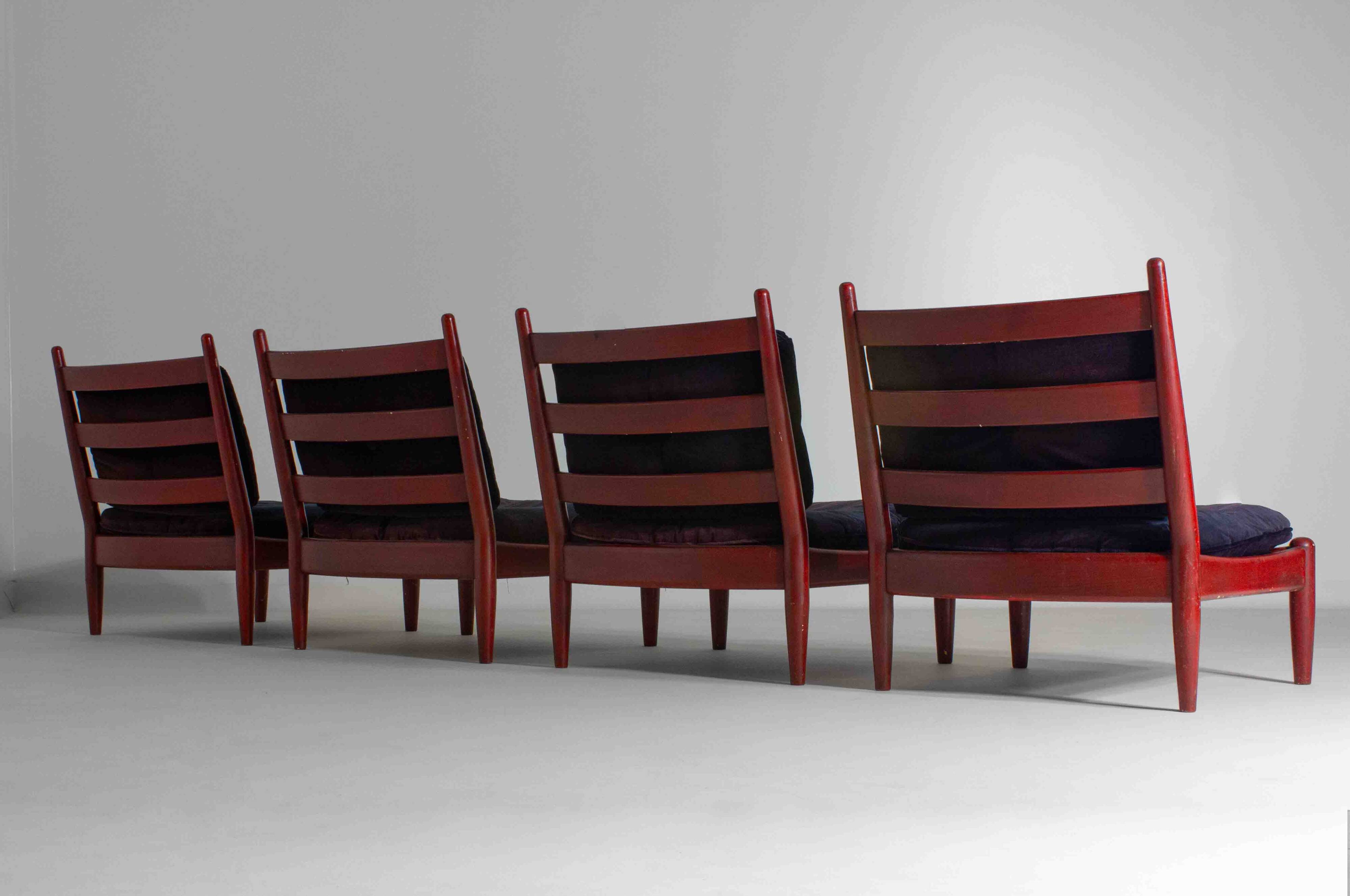 XL set of 8 mid-century lounge chairs, Belgium 1960s