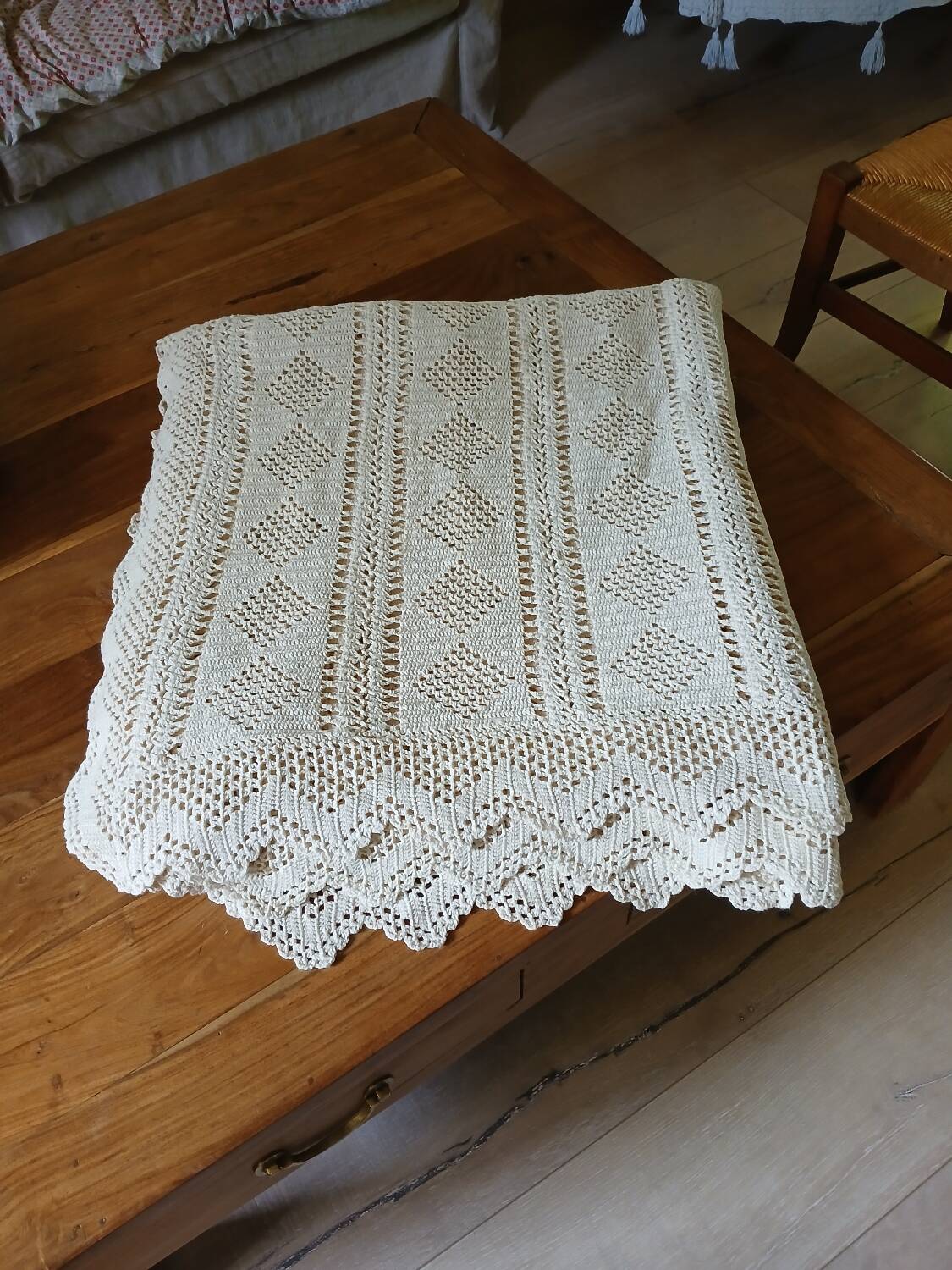 Antique crochet bedspread