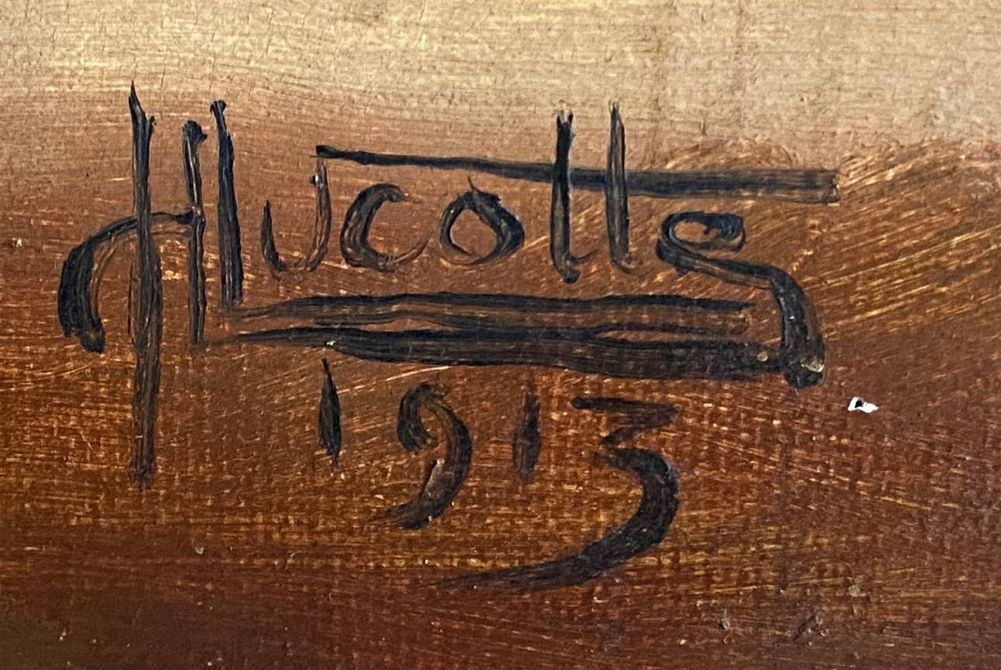 HST painting "Still life with oranges and chestnuts" signed H. Lucotte 1913