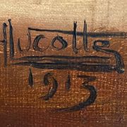 HST painting "Still life with oranges and chestnuts" signed H. Lucotte 1913