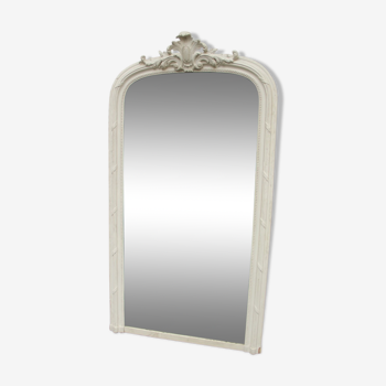 Mirror trumeau, white patinated wood early 1900 - 100x185cm