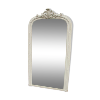 Mirror trumeau, white patinated wood early 1900 - 100x185cm