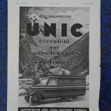 Publicité camionnettes UNIC  livraison avec pub Galeries Lafayette 1931