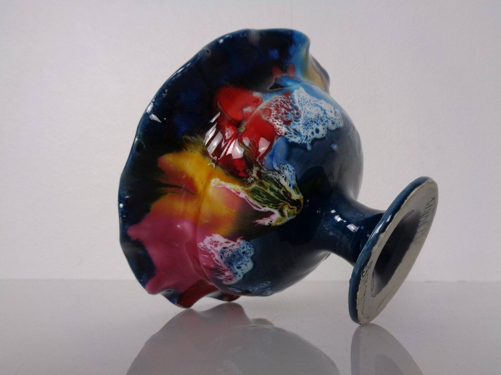 French multicoloured studio ceramic bowl from Vallauris, 1970s