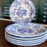 6 flat blue plates in iron earth CP