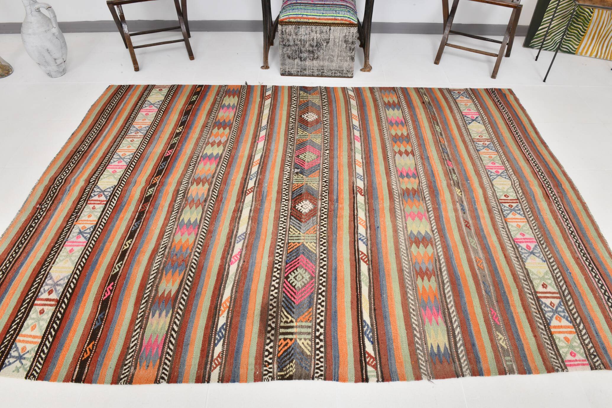Tapis Kilim vintage turc en laine