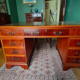 English-style mahogany desk and green leather top