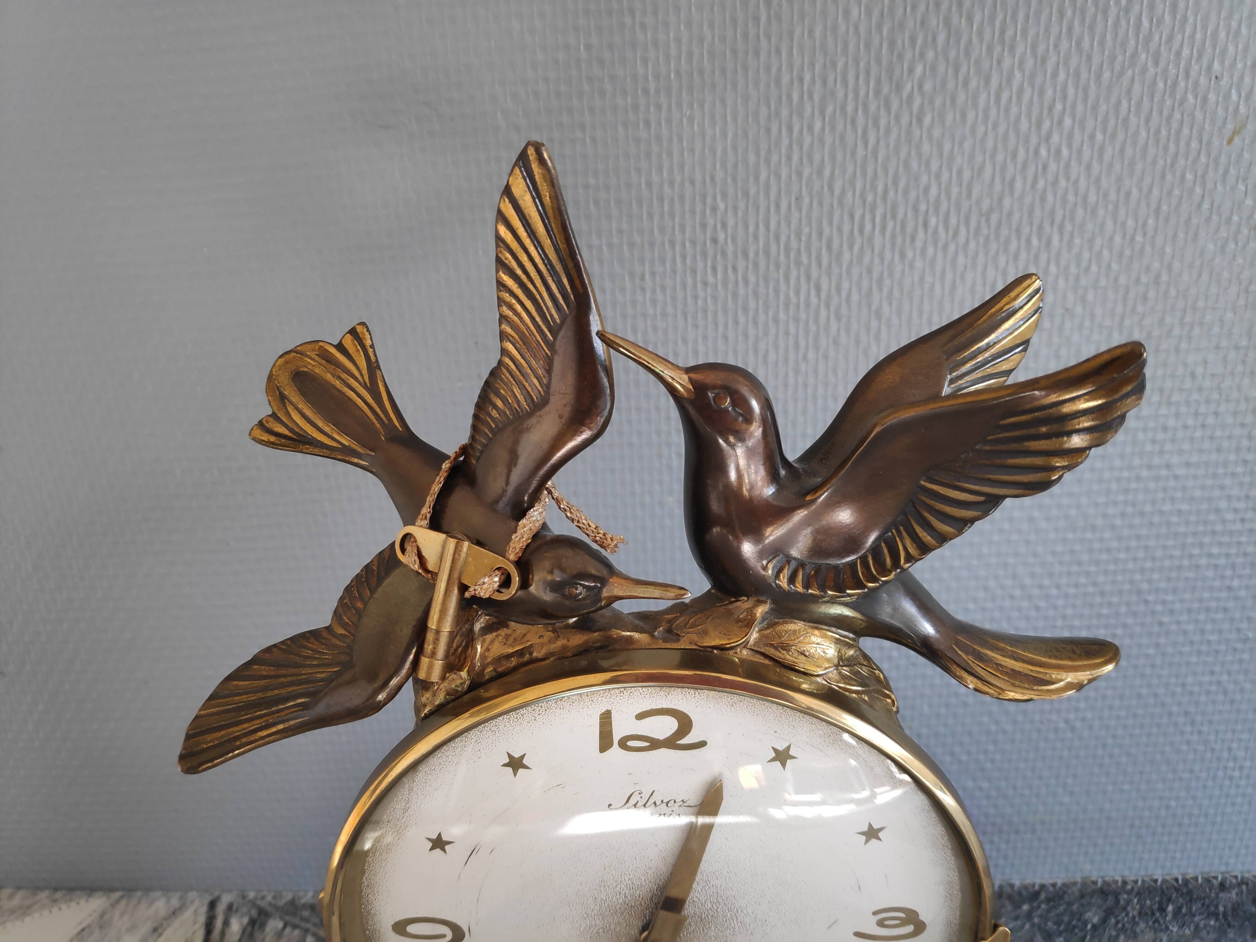 Silvoz Art Deco fireplace pendulum, veined marble base