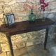 Oak console and walnut feet