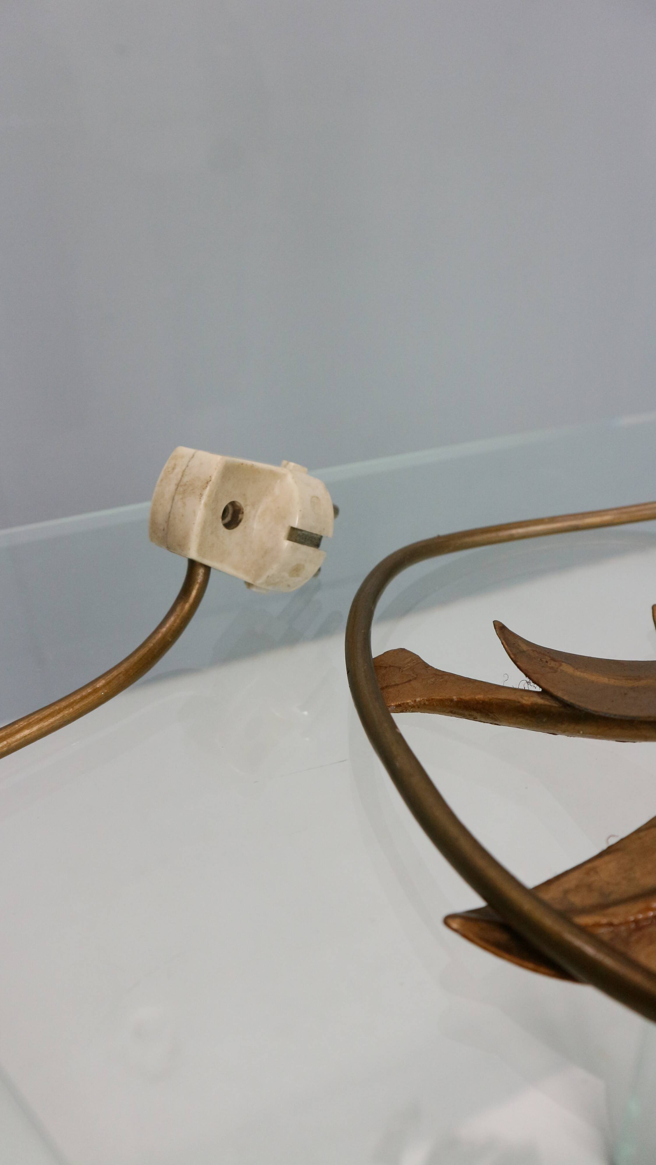 Hollywood regency Hans Kogl palm tree table lamp metal gold gilt 1970