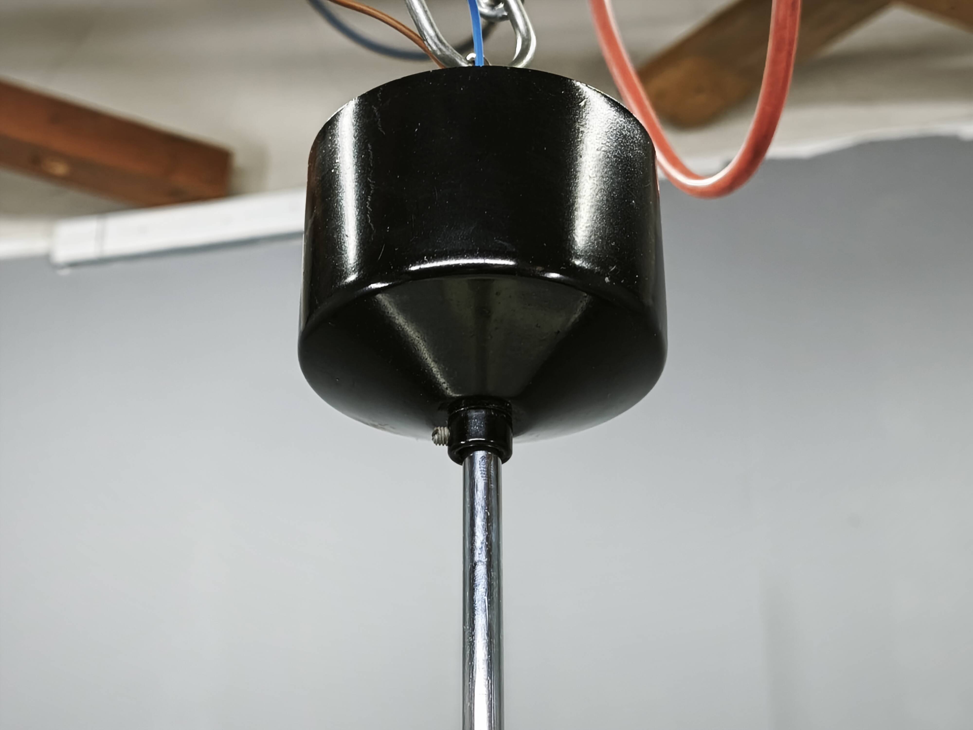 1960s NAPAKO Modernist Black Glass Pendant Light, Czechoslovakia