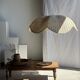 Large suspension or lampshade in flat woven tulip flower rattan H35 D