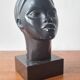 Art deco African woman bust plaster statuette signed Andre C registered