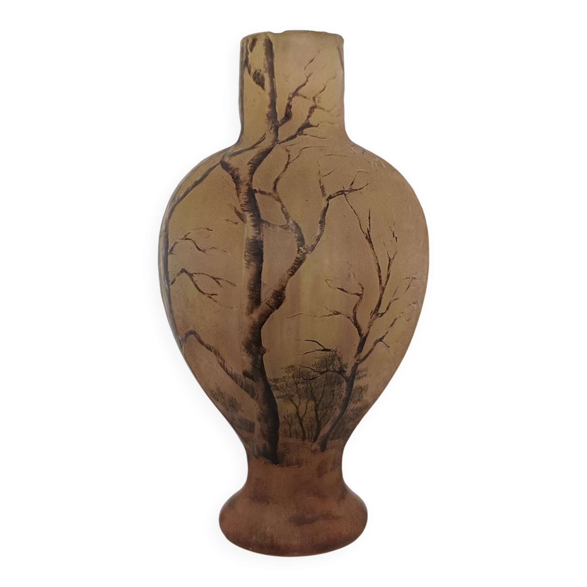 Daum Nancy "Trees in Autumn" - 7cm spray base - Signed glass cameo