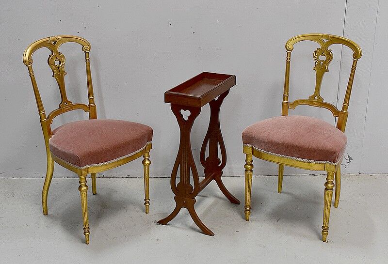 Pair of Golden Wood Chairs Napoleon III Era - Part 2 of the 19th century