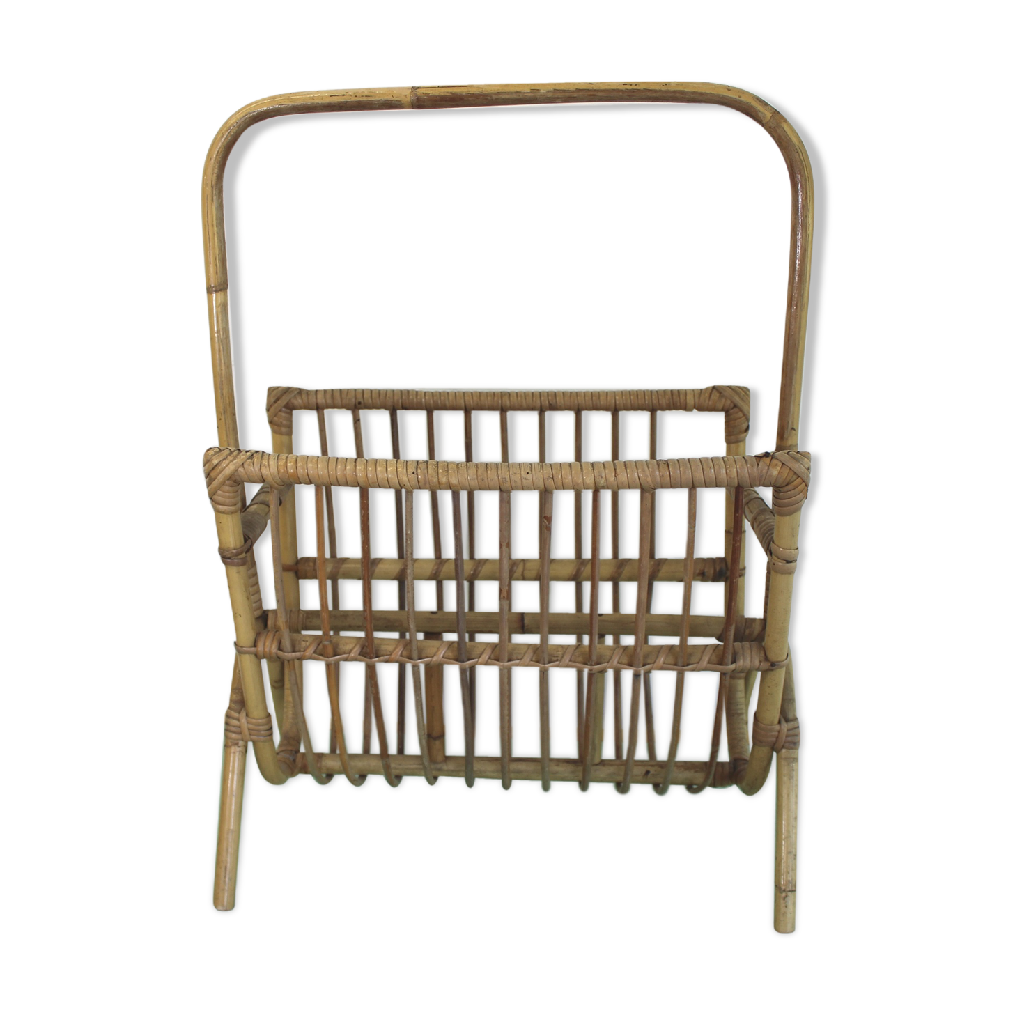 Vintage rattan magazine rack