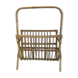 Vintage rattan magazine rack